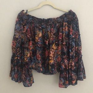 Free People printed off the shoulder top